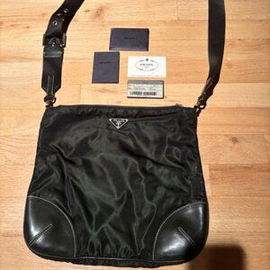 Prada nylon/leather green crossbody bag Excellent Condition!!